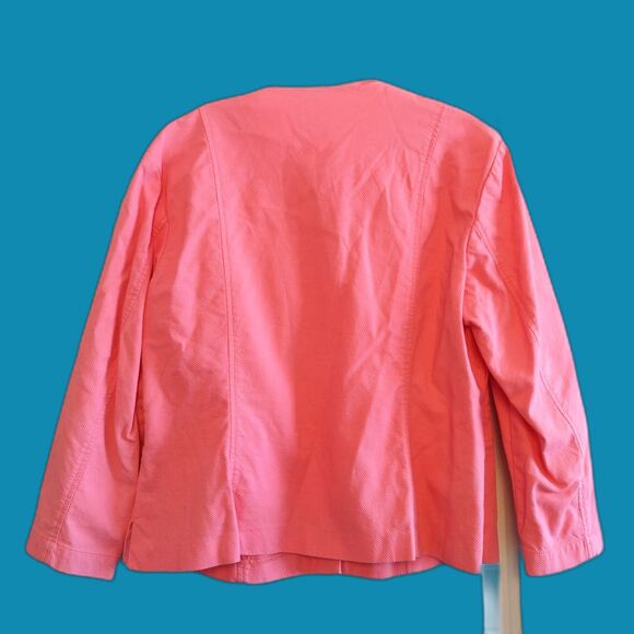 Sigrid Olsen Pink Textured Cotton Jacket Petite L Preppy Mean Girls Elle Woods - Picture 2 of 4